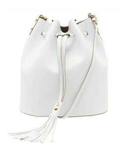  new goods *NALU* white white pouch type leather shoulder bag * fringe bucket * Beams buy 