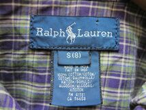 ラルフローレン ☆ RALPH LAUREN 長袖 ボタンダウン チェック シャツ BD グレー × パープル S(XS相当) 好配色 タイト アメカジ 古着MIX●F_画像3