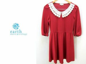 アースミュージック＆エコロジー ☆ earth music&ecology レッド エンジ系 ワンピース S 上品 綺麗め デート 幅広いシーンに◎●BC