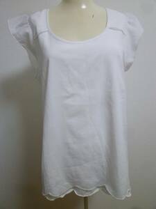 Gap/ Gap * white frill sleeve simple cut and sewn M/ white hem ska LAP short sleeves *1020