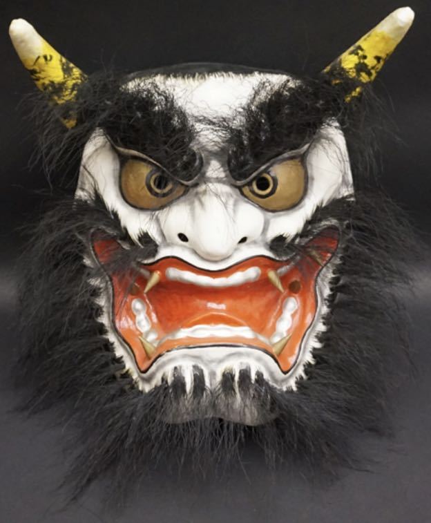 お面・石見神楽面・オリジナル・新品・和紙張り・壁掛け&スタンド式