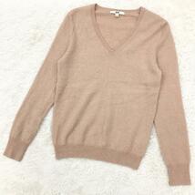 UNIQLO CASHMERE100% ユニクロ カシミヤ ハイゲージ ニットセーター Vネック プルオーバー レディース M くすみカラー ピンクベージュ_画像8