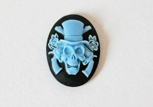  Skull gun rose cameo 25×18mm black blue Gothic and Lolita Halloween 