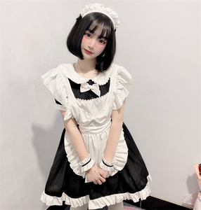 メイド服 コスプレ エプロン 豪華セット ゴスロリ クラシック ミニ かわいい 萌え メイド 喫茶店 ワンピース 白黒 セクシー 半袖 秋葉原