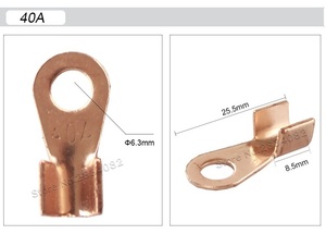 スポット溶接　自作パーツ　銅円形スプライス端子　線裸コネクタ　バッテリーケーブルラグ　40A端子　10個入　即納可能