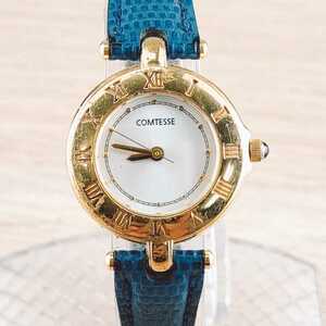 comtesse コンテス menard メナード 腕時計 アナログ 時計 ヴィンテージ 3針 銀文字盤 アクセ アクセサリー アンティーク レトロ