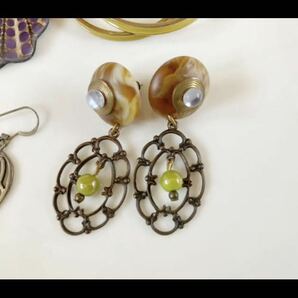ヴィンテージ ピアス セット まとまて エスニック アクセサリー アンティーク シェル Jewelry ethnic earrings vintage accessory Fの画像6