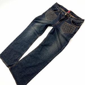  Bobson * BOBSON NS142B дизайн Denim брюки джинсы ботинки cut W92cm темный индиго природа . цвет .. чувство! Biker #Ja4785