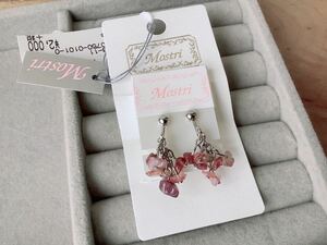 [Mostri natural stone pink tourmaline ] spring type earrings Mix tourmaline Most li love healing ..