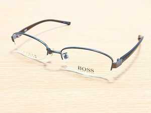 新品　HUGO BOSS ヒューゴボス　日本製　ブランド　メガネ　眼鏡　高級感　オシャレ　上品　ハーフリム　チタン　軽い　黒ぶち