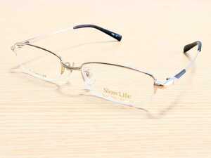 新品　Slow Life　メガネ　眼鏡　高級感　オシャレ　上品　ハーフリム　チタン　軽い　ゴールド