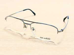 新品　jun ashida 芦田敦　メガネ　眼鏡　高級感　オシャレ　上品　ハーフリム　ツーブリッジ　チタン　シルバー