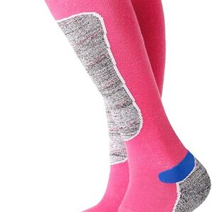 スポーツソックス 防寒ソックス 靴下 スキー 高機能 1足セット トレッキング 遠足 登山 徒歩 アウトドア ピンク 1足組(膝/pink 1足M)
