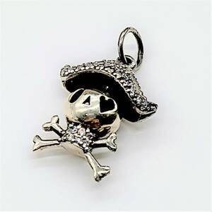 A80[2003]SV925 серебряный 925 циркон Pirates Skull подвеска с цепью аксессуары колье верх silver[566204000001]