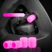 光るタイヤバルブキャップ 夜光 蓄光 4個セット クリエイティブ 車関連シリーズ CAR ピンク カスタム J364_画像1