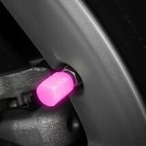 光るタイヤバルブキャップ 夜光 蓄光 4個セット クリエイティブ 車関連シリーズ CAR ピンク カスタム J364_画像2