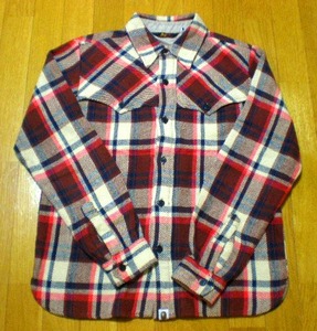 *1 times put on * rare * APE Rav jene check flannel JKT M