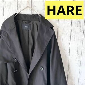 HARE ハレ オーバーサイズ トレンチコート ダブル ブラック