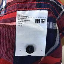 【●本200】 中古 ユニクロ UNIQLO チェック Yシャツ 赤 白 紺 Lサイズ コットン 長期保管 自宅保管_画像8