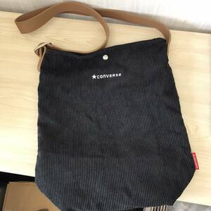 [K3351] used Converse corduroy shoulder bag navy Brown A4 size lady's long-term storage home storage 