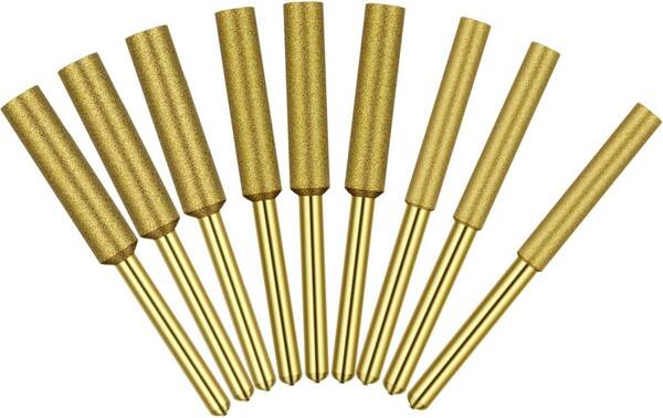 『送料無料』高品質軸付ダイヤモンド砥石 ダイヤモンドバー 円筒形3mmシャンク(4.0mm/4.8mm/5.35mm)チェーンソー研削ヘッド9本入 Ki