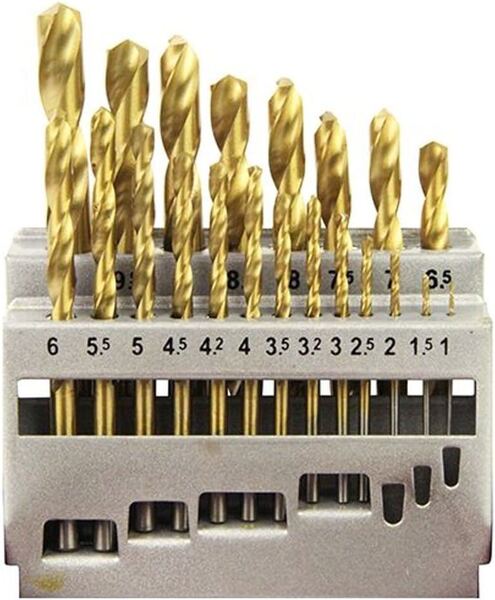 『送料無料』鉄工用ドリルセット チタンコーティング 丸軸 21本組 ETD-21S-T E