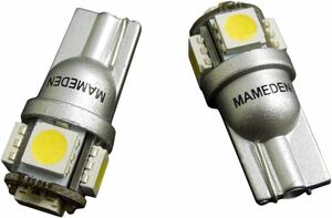 『送料無料』T10 5連LED 3チップ 5050SMD 2個 (1:ホワイト)　白　まめ　ランプ　ライト　バルブ