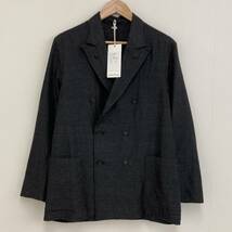 美品 MAATEE&SONS W BREASTED JACKET シルク混 ウール チャコールグレー 2サイズ ダブル ジャケット マーティー&サンズ 2080072_画像1