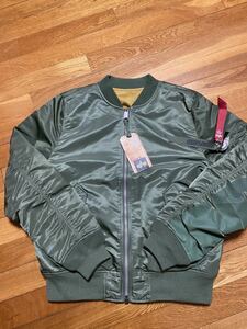 新品未使用！未試着！UNDEFEATED × Alpha Industries コラボ　MA-1 フライトジャケット　L カーキ　オリーブ　アンディフィーテッド