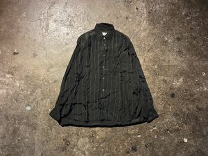 COMME des GARCONS SHIRT 80s レーヨン ダブル ストライプ シャツ コムデギャルソンシャツ 1980s 初期 刺繍タグ S