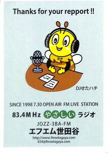 ①即決★送料込★BCL★入手困難★希少無記名ベリカード★コミュニティFM★JOZZ3BA-FM★エフエム世田谷★東京都★2015年