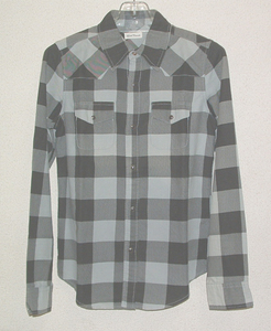 * new goods * Linda natural Western block check shirt free size 