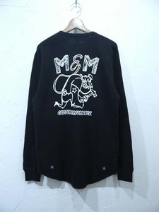 M&M WAFFLE L/S T-SHIRT(22-MT-021) /BLACK/XLsize/新品・未使用/10%OFF