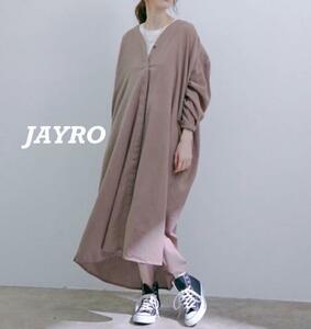 JAYRO ジャイロ　綿　麻　ワンピース　チャコールグレー　ガウン　ギャザー　シャツワンピース　ガウン