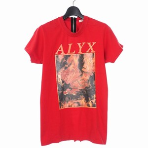 アリクス ALYX オープン バック ジップ プリント Tシャツ 半袖 カットソー S レッド 赤 レディース
