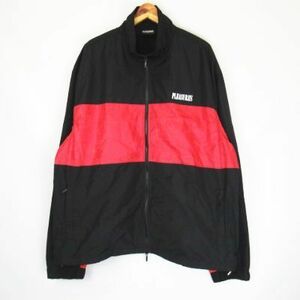 プレジャー PLEASURES 20AW BLAST TRACK JACKET ペイズリー バンダナ 切替 ナイロン トラックジャケット 黒 赤 XL メンズ