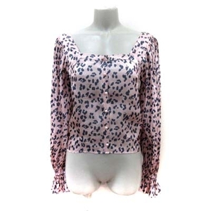  rienda rienda blouse square neck long sleeve total pattern F pink /YI lady's 