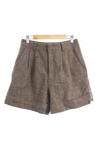  Another Addition Arrows pants Short Zip fly total pattern tweed wool S tea Brown /JN40 lady's 