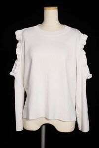  Chesty Chesty 17SS cut and sewn knitted long sleeve shoulder open frill rib F white white /yt0418 lady's 