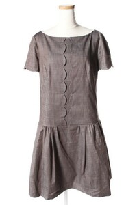 トッカ TOCCA 16AW ワンピース ひざ丈 スカラップ 半袖 2 茶 ブラウン /tk0510 レディース