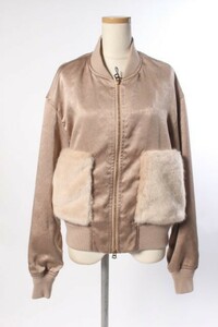 未使用品 シティショップ CITYSHOP 17AW ブルゾン サティンファー ミックスボマー 36 ベージュ /yo0513 レディース