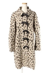 myu veil muveil coat springs turn-down collar leopard print Leopard ribbon 38 beige /sa0514 lady's 