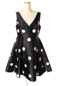 ケイトスペード KATE SPADE Spotlight Polkadot V-Neck Dress ワンピース ひざ丈 ドット ノースリーブ 0 紺 ネイビー /tk0507 レディース