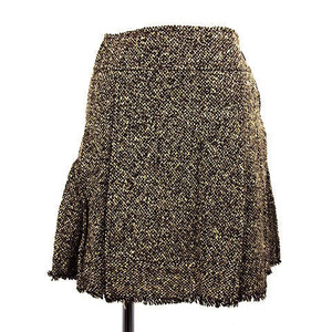  Dgrace DGRACE skirt knee height fringe wool . tweed Brown tea beige 36 lady's 