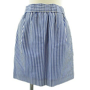  Iena IENA skirt midi height total lining linen. stripe blue blue white 36 lady's 
