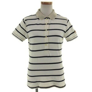  Murphy&Nye MURPHY&NYE polo-shirt short sleeves border lame entering beige gray lady's 