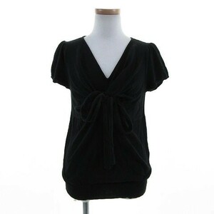  Ray Beams Ray Beams knitted short sleeves ribbon cotton black black M lady's 