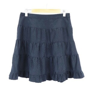  Vierge VIERGE skirt flair Mini Zip fly dot embroidery frill 36 navy blue navy /M2O lady's 