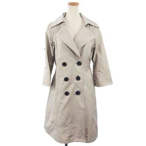  Morgan MORGAN coat long tailored color double Glo gran ribbon wide sleeve 7 minute sleeve F beige /AS lady's 