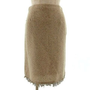  Queens Court QUEENS COURT skirt midi height tweed fringe wool . beige Mix thread 2 lady's 